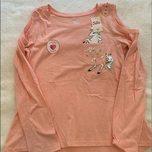 NWT Justice unicorn cold shoulder top